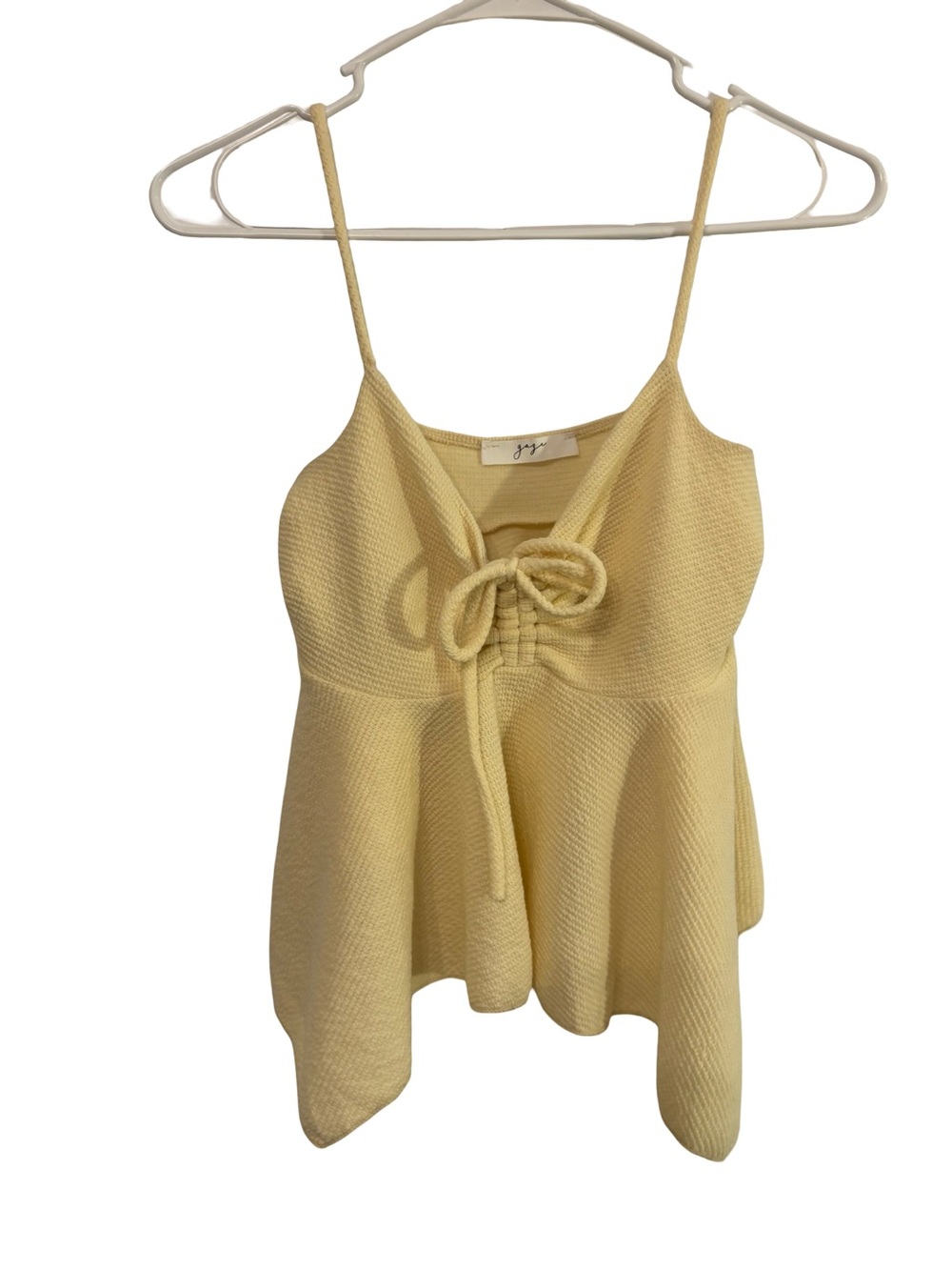 gaze Butter Yellow Tie-Front Cottagecore Coquette Fairy Camisole Tunic Top Small